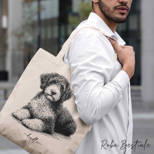 Shopper DOODLE Elegance - LAGOTTO ROMAGNOLO Bicolore - Diversi colori disponibili, 100% Cotone