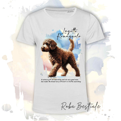T-Shirt BEHAVIOR - LAGOTTO ROMAGNOLO Marrone - Standard FCI - 100% Cotone, Bianca, Uomo o Donna - dalla XS alla 5XL
