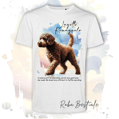 T-Shirt BEHAVIOR - LAGOTTO ROMAGNOLO Marrone - Standard FCI - 100% Cotone, Bianca, Uomo o Donna - dalla XS alla 5XL