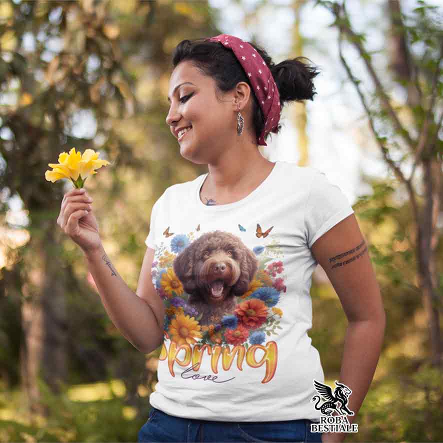 T-Shirt SPRING LOVE - LAGOTTO ROMAGNOLO Marrone - Bianca o Beige, da Uomo o da Donna - dalla XS alla 5XL