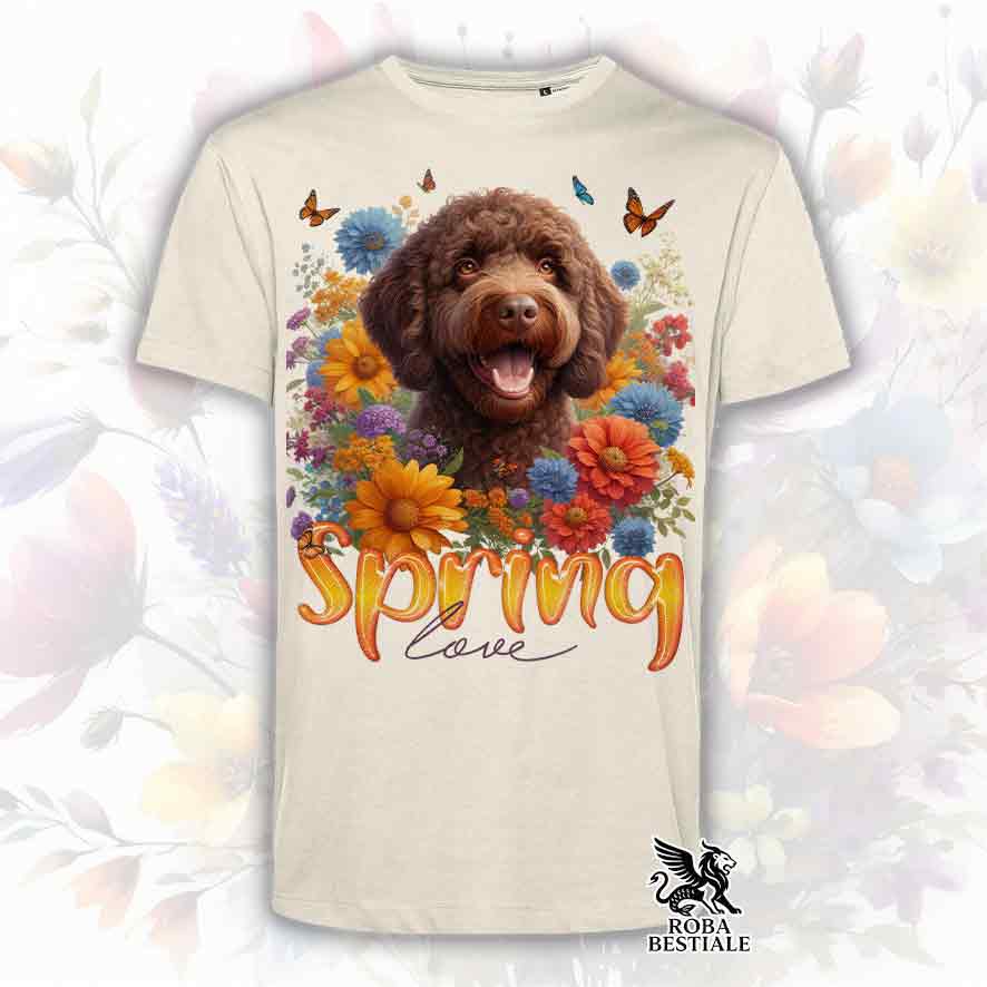T-Shirt SPRING LOVE - LAGOTTO ROMAGNOLO Marrone - Bianca o Beige, da Uomo o da Donna - dalla XS alla 5XL