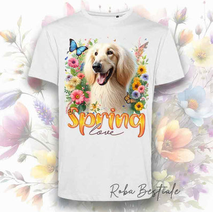 SPRING LOVE T-Shirt - AFGHAN GREYHOUND - Cream
