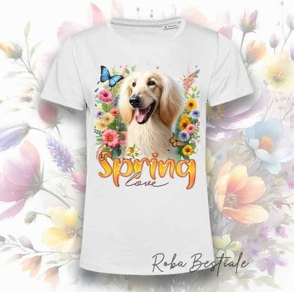 SPRING LOVE T-Shirt - AFGHAN GREYHOUND - Cream