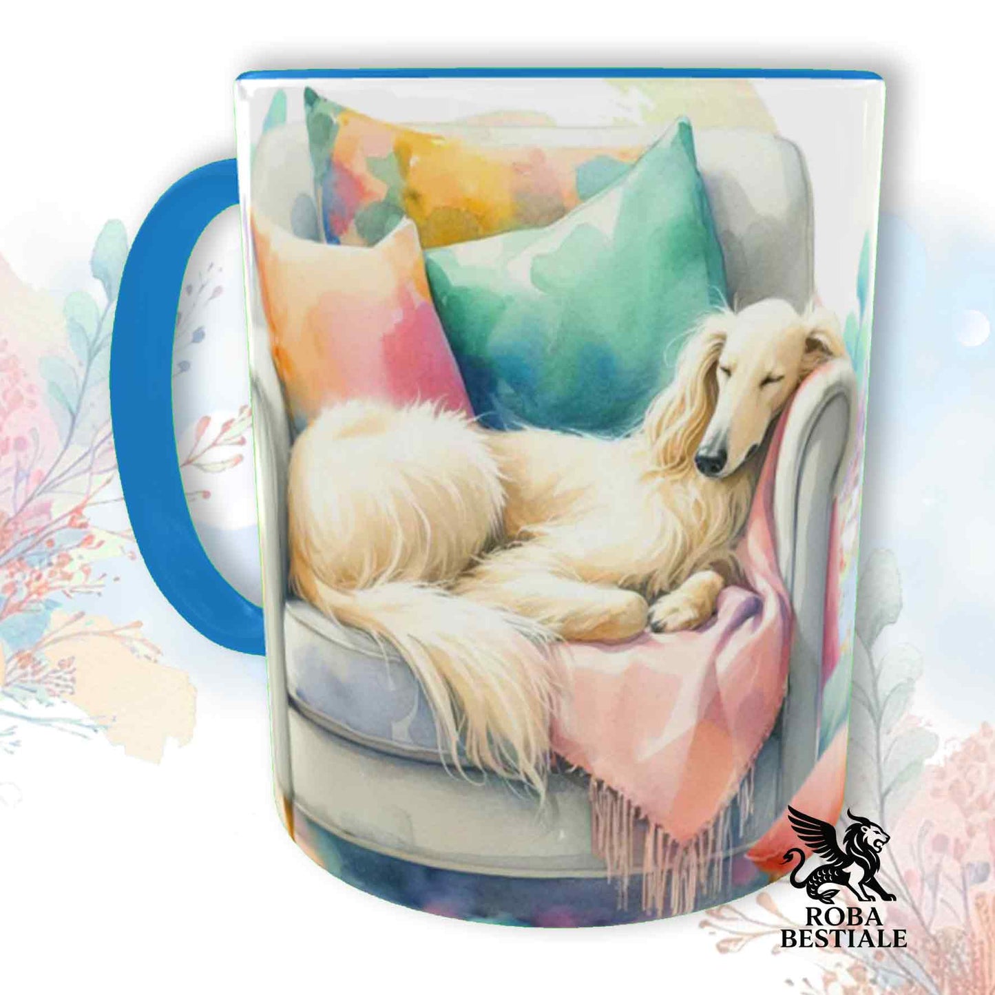 Tazza SOFT LIFE - LEVRIERO AFGANO Crema - In Ceramica, colore a scelta - 330 ml