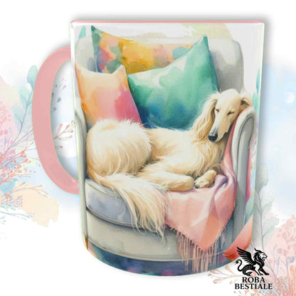 Tazza SOFT LIFE - LEVRIERO AFGANO Crema - In Ceramica, colore a scelta - 330 ml