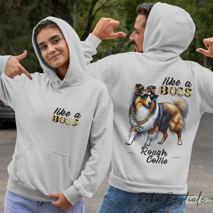Felpa LIKE A BOSS - CANE DA PASTORE SCOZZESE a Pelo Lungo, Sable - Unisex - Grigia - dalla XS alla 3XL