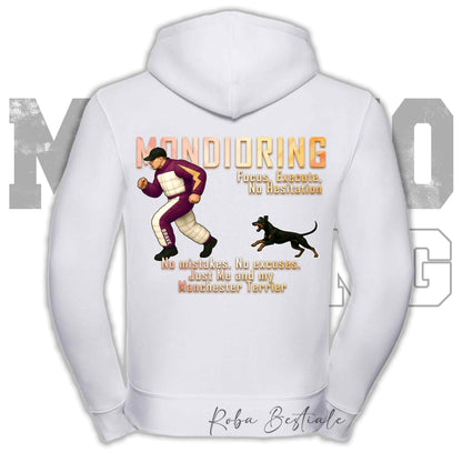 Felpa MONDIORING Chase! - MANCHESTER TERRIER - Cappuccio e Zip, Uomo o Donna, in tanti colori - dalla XS alla 5XL