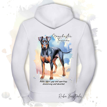 Felpa BEHAVIOR - MANCHESTER TERRIER - Con Cerniera - Uomo o Donna - Grigia o Bianca - dalla XS alla 3XL