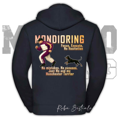 Felpa MONDIORING Chase! - MANCHESTER TERRIER - Cappuccio e Zip, Uomo o Donna, in tanti colori - dalla XS alla 5XL