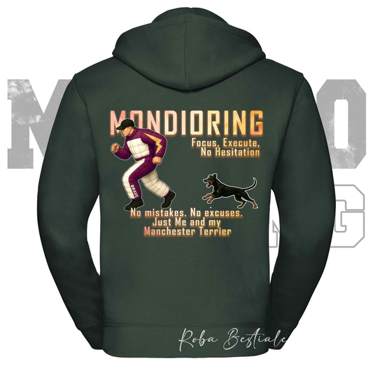 Felpa MONDIORING Chase! - MANCHESTER TERRIER - Cappuccio e Zip, Uomo o Donna, in tanti colori - dalla XS alla 5XL