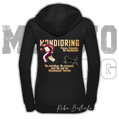 Felpa MONDIORING Chase! - MANCHESTER TERRIER - Cappuccio e Zip, Uomo o Donna, in tanti colori - dalla XS alla 5XL