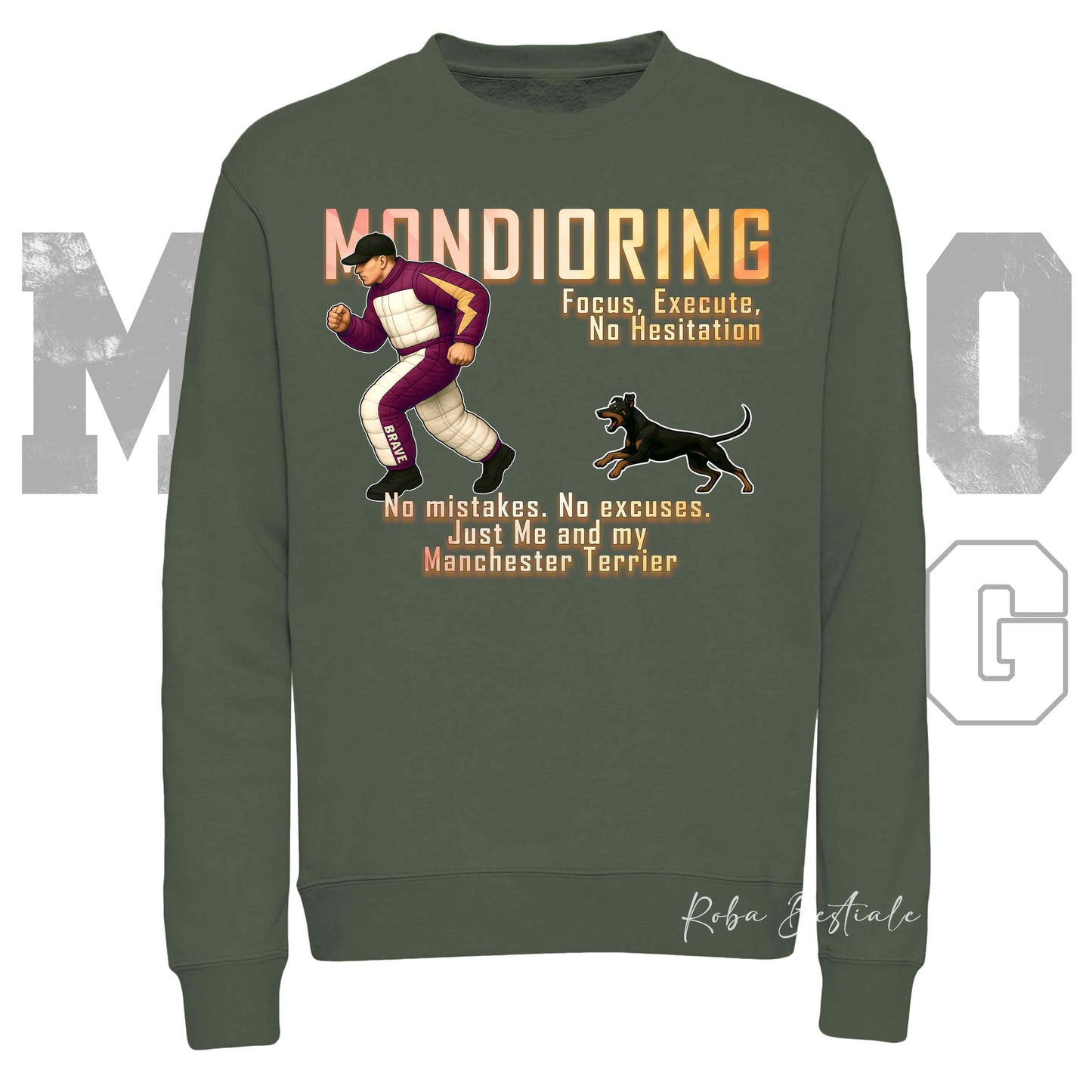 Felpa MONDIORING Chase! - MANCHESTER TERRIER - Girocollo, Unisex, in tanti colori! - dalla XS alla 3XL