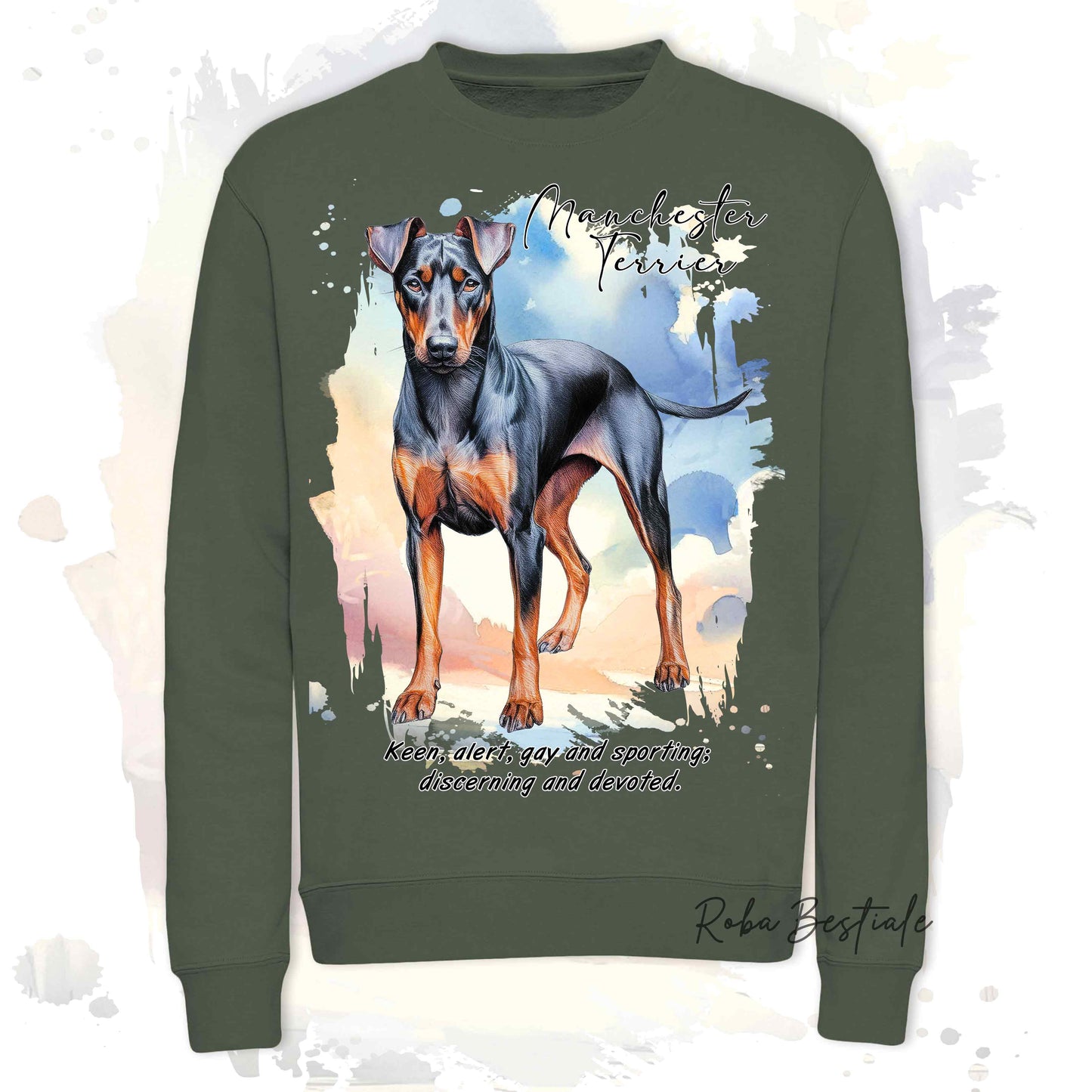 Felpa BEHAVIOR - MANCHESTER TERRIER - Girocollo, Unisex, in tanti colori! - dalla XS alla 3XL