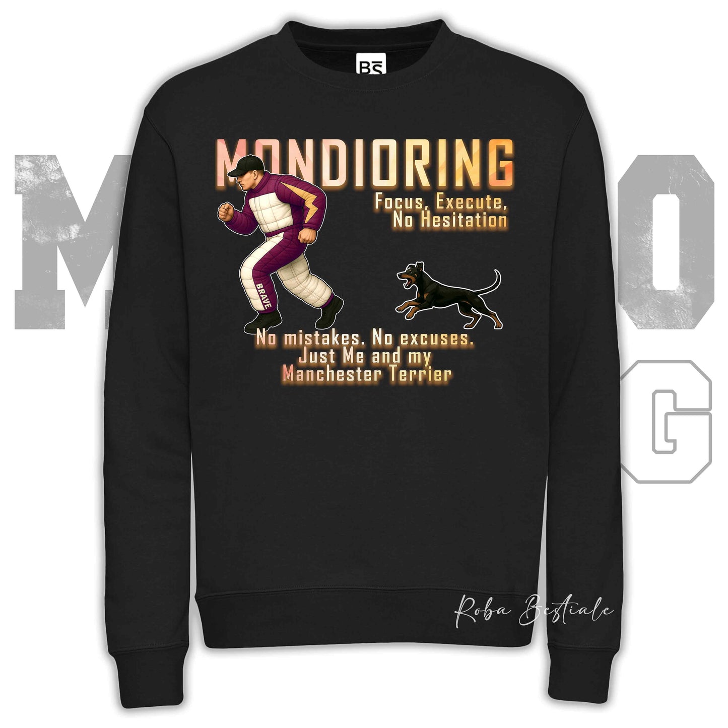 Felpa MONDIORING Chase! - MANCHESTER TERRIER - Girocollo, Unisex, in tanti colori! - dalla XS alla 3XL