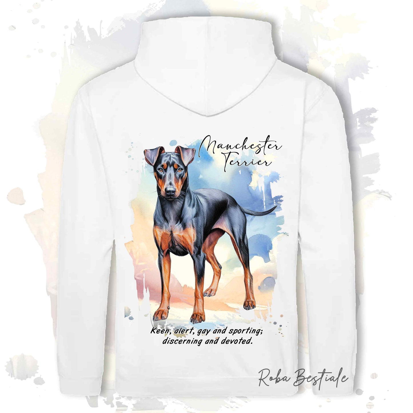 Felpa BEHAVIOR - MANCHESTER TERRIER - Cappuccio e Tasconi, Unisex, in tanti colori - dalla XS alla 5XL