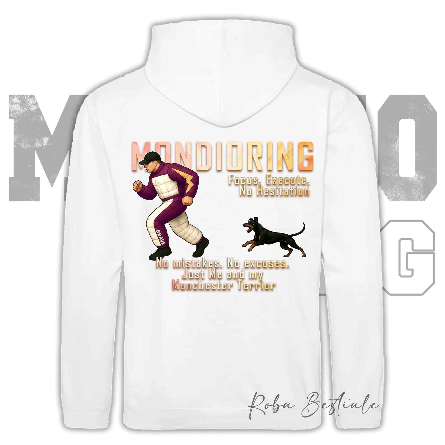 Felpa MONDIORING Chase! - MANCHESTER TERRIER - Cappuccio e Tasconi, Unisex, in tanti colori - dalla XS alla 5XL