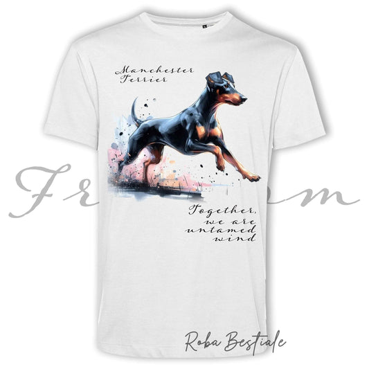 T-Shirt FREEDOM - MANCHESTER TERRIER - 100% Cotone, Uomo o Donna - dalla XS alla 5XL