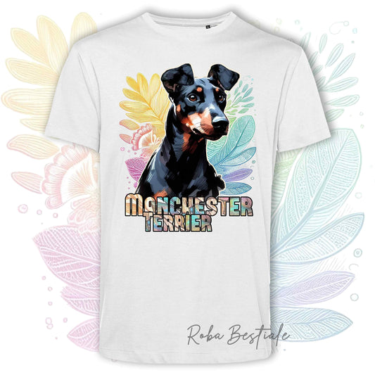 T-Shirt BLOSSOM BEAUTY - MANCHESTER TERRIER - 100% Cotone, Uomo o Donna - dalla XS alla 5XL