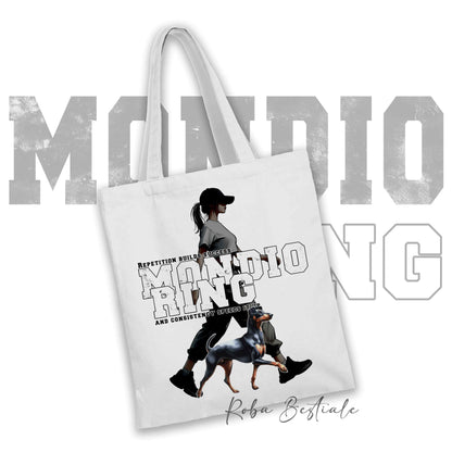 Shopper MONDIORING5 - MANCHESTER TERRIER + DONNA - Diversi colori disponibili, 100% Cotone