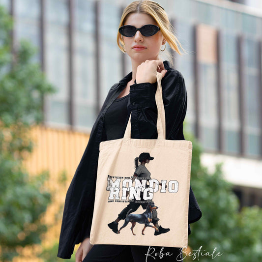 Shopper MONDIORING5 - MANCHESTER TERRIER + DONNA - Diversi colori disponibili, 100% Cotone