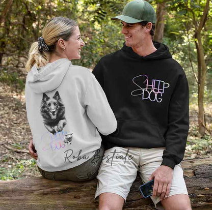 Felpa FLASHY SHEEPDOG - PASTORE BELGA GROENENDAEL - Unisex - Nera o Grigia - dalla XS alla 3XL - Scritta Olografica Cangiante!