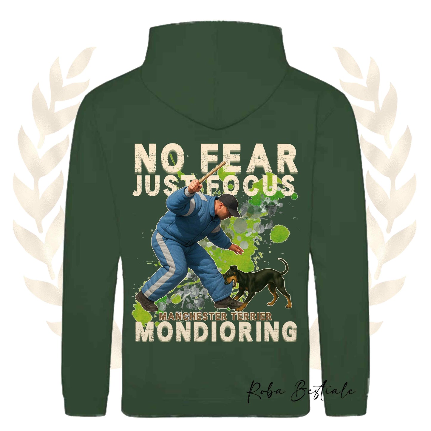 Felpa MONDIO ATTACK2 - MANCHESTER TERRIER - Cappuccio e Tasconi, Unisex, in tanti colori - dalla XS alla 5XL