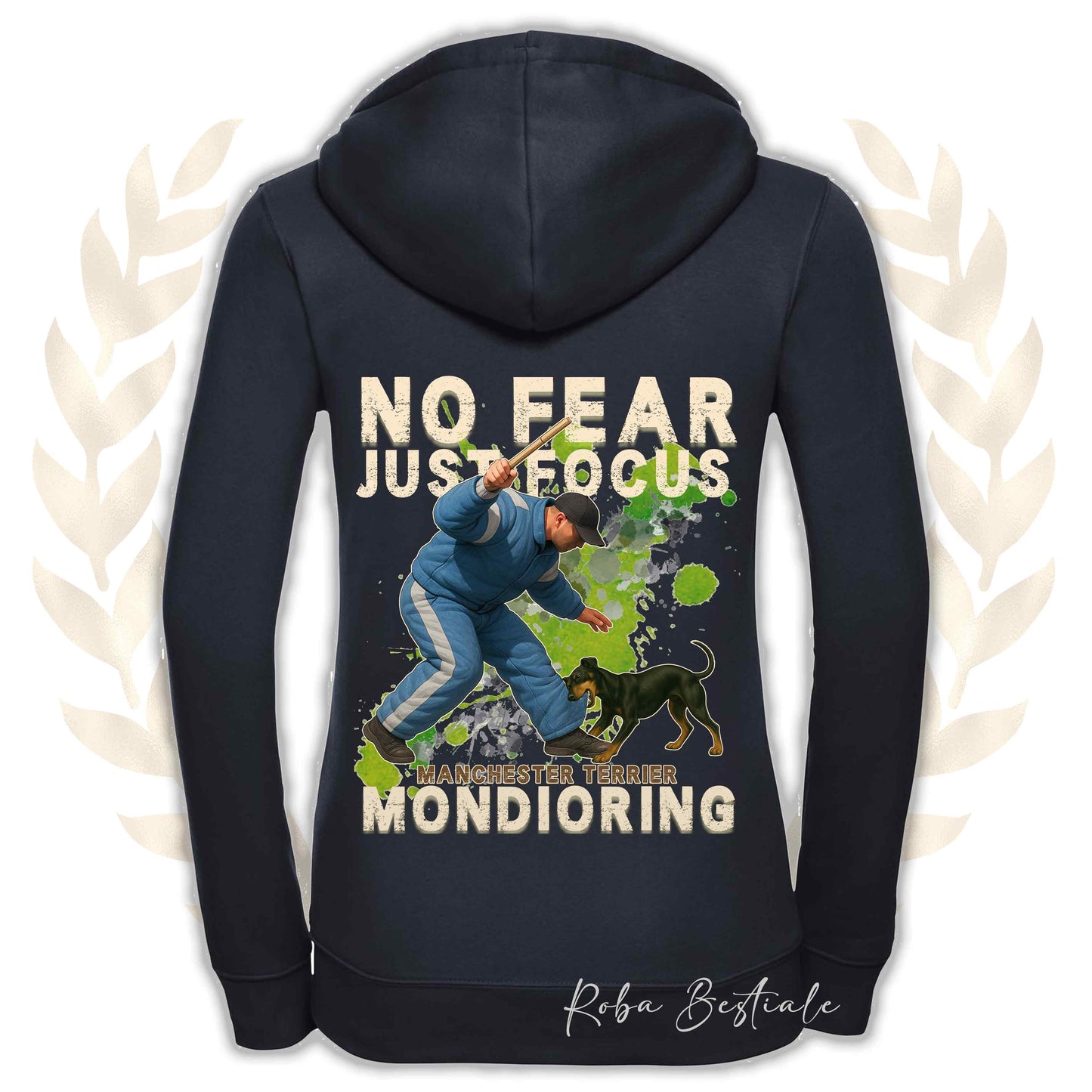 Felpa MONDIO ATTACK2 - MANCHESTER TERRIER - Cappuccio e Zip, Uomo o Donna, in tanti colori - dalla XS alla 5XL
