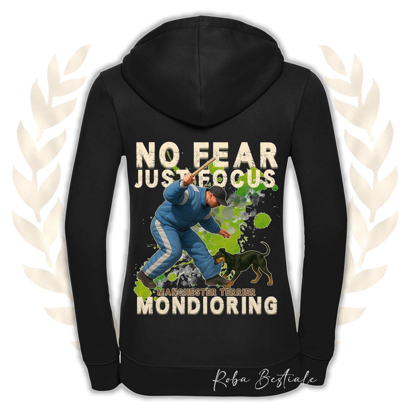 Felpa MONDIO ATTACK2 - MANCHESTER TERRIER - Cappuccio e Zip, Uomo o Donna, in tanti colori - dalla XS alla 5XL