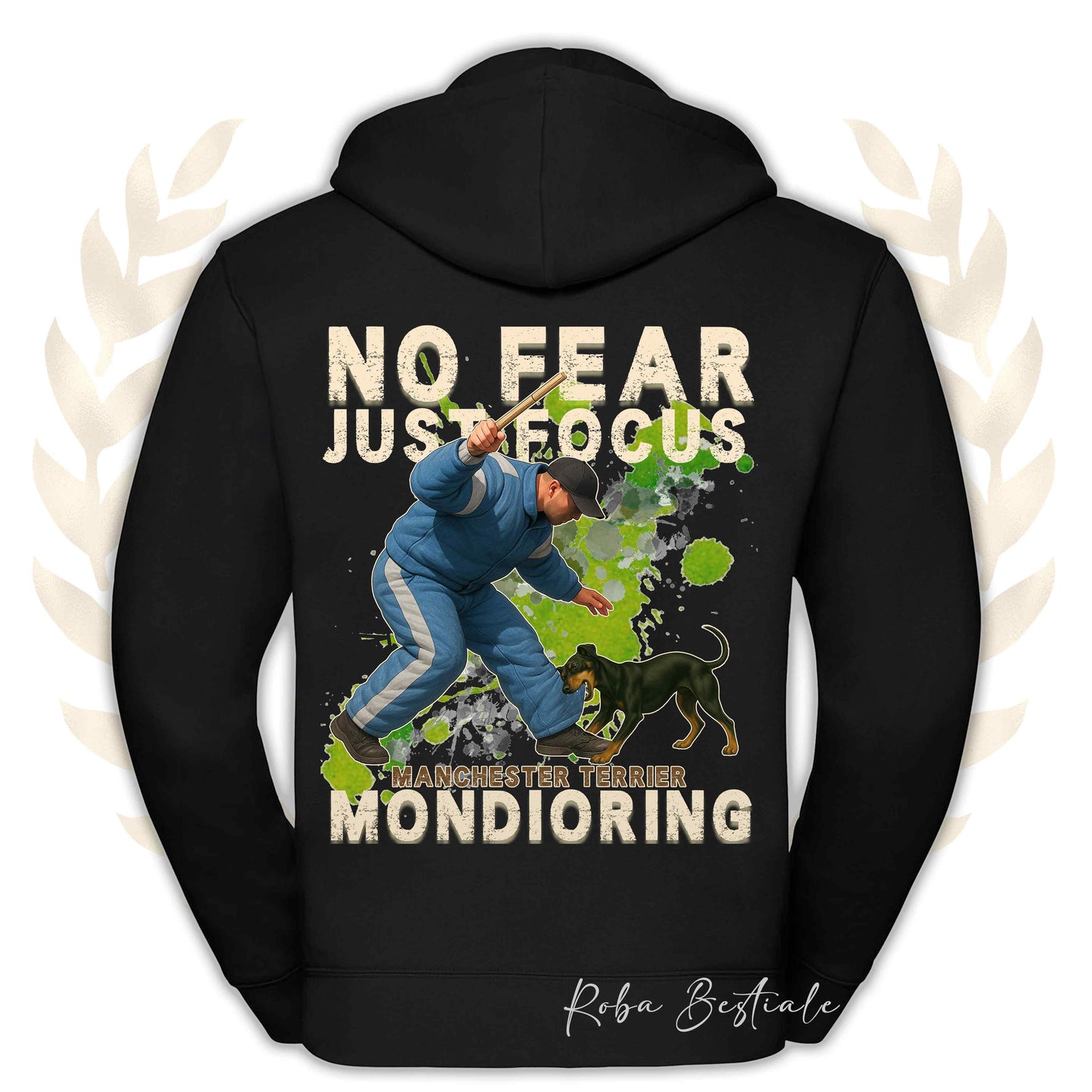 Felpa MONDIO ATTACK2 - MANCHESTER TERRIER - Cappuccio e Zip, Uomo o Donna, in tanti colori - dalla XS alla 5XL