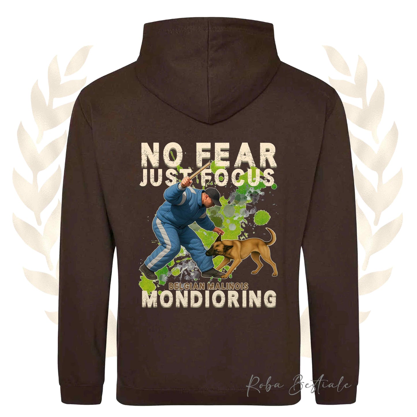 Felpa MONDIO ATTACK2 - PASTORE BELGA MALINOIS - Cappuccio e Tasconi, Unisex, in tanti colori - dalla XS alla 5XL
