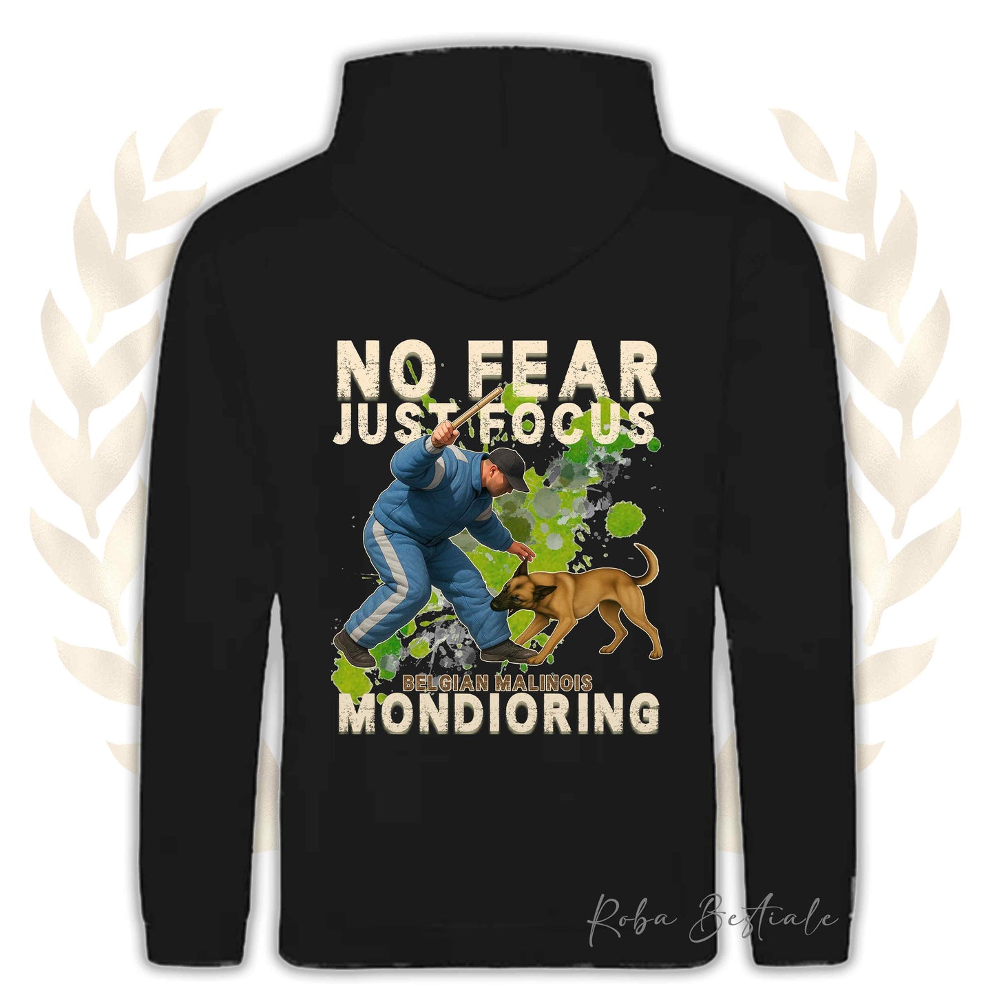 Felpa MONDIO ATTACK2 - PASTORE BELGA MALINOIS - Cappuccio e Tasconi, Unisex, in tanti colori - dalla XS alla 5XL