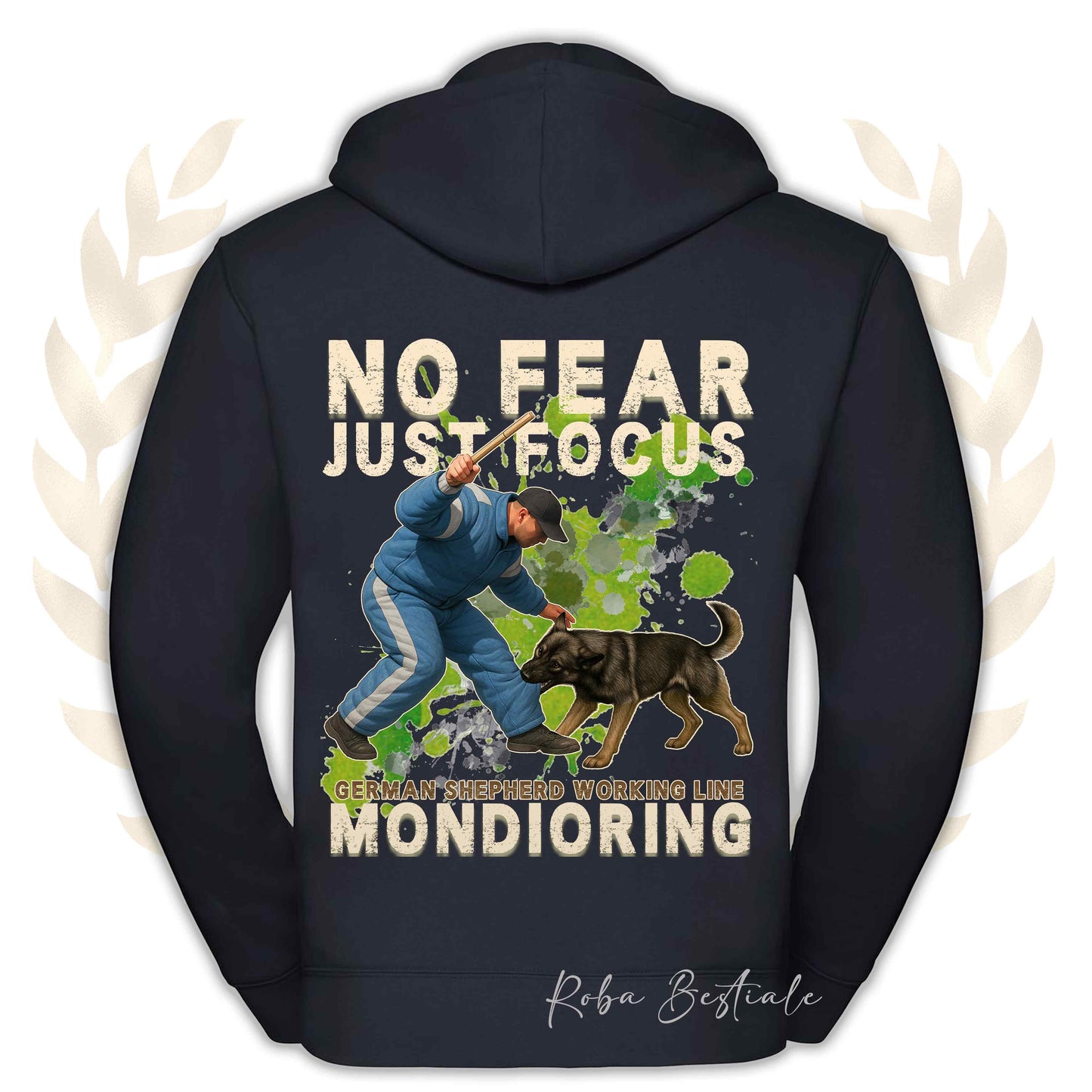 Felpa MONDIO ATTACK2 - PASTORE TEDESCO Da Lavoro "Grigione" - Cappuccio e Zip, Uomo o Donna, in tanti colori - dalla XS alla 5XL