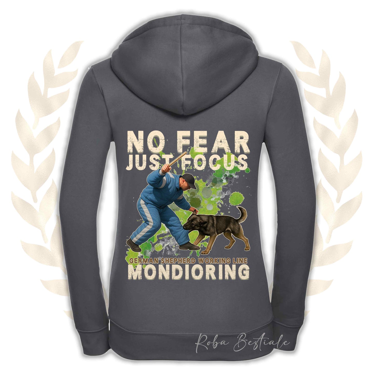 Felpa MONDIO ATTACK2 - PASTORE TEDESCO Da Lavoro "Grigione" - Cappuccio e Zip, Uomo o Donna, in tanti colori - dalla XS alla 5XL