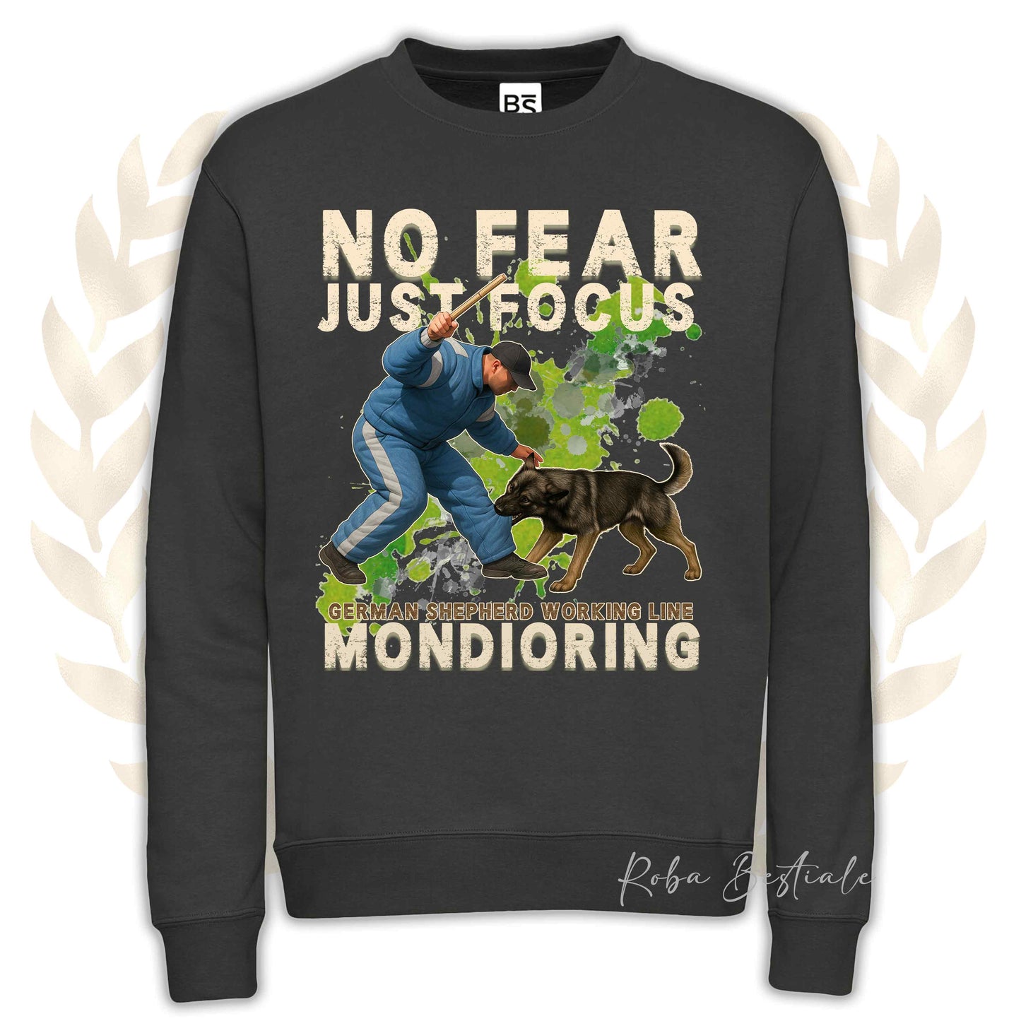 Felpa MONDIO ATTACK2 - PASTORE TEDESCO da Lavoro "Grigione" - Girocollo, Unisex, in tanti colori! - dalla XS alla 3XL