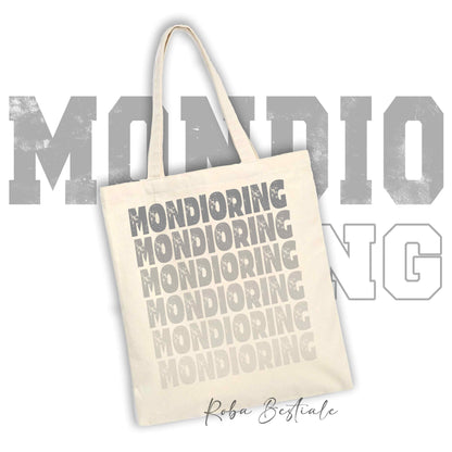 Shopper MONDIORING - SCRITTE - OFF WHITE, Stampa disponibile in diversi colori! 100% Cotone