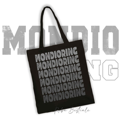 Shopper MONDIORING - SCRITTE - NERA, Stampa disponibile in diversi colori! 100% Cotone