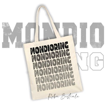 Shopper MONDIORING - SCRITTE - OFF WHITE, Stampa disponibile in diversi colori! 100% Cotone