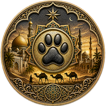 Un badge che identifica il Medio Oriente come paese d'origine di cani di diverse razze