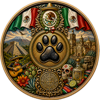 Un badge che identifica il Messico come paese d'origine di cani di diverse razze