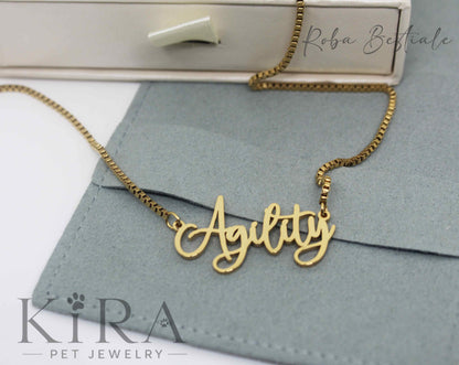 Collana KIRA PET JEWERLY - AGILITY - In Acciaio Inox color ORO - Con catenella a maglia fitta