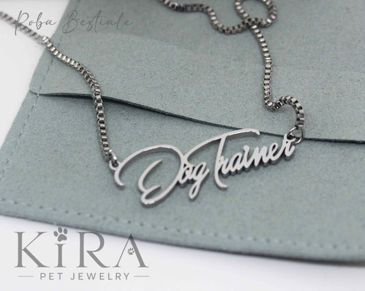 Collana KIRA PET JEWERLY - DOG TRAINER - In Acciaio Inox color SILVER - Con catenella a maglia fitta