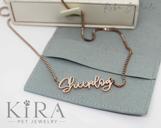 Collana KIRA PET JEWERLY - SHEEPDOG - In Acciaio Inox color ROSE GOLD - Con catenella a maglia fitta