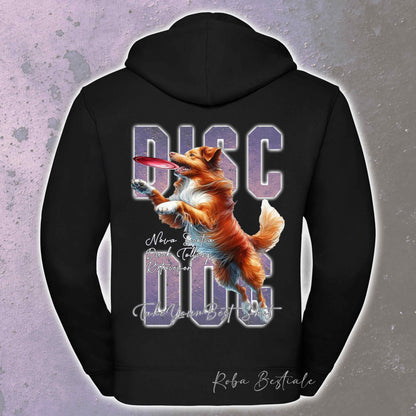 Felpa APTITUDE - DISC DOG - NOVA SCOTIA DUCK TOLLING RETRIEVER - Con Cappuccio e Full Zip, Uomo o Donna, in tanti colori - dalla XS alla 5XL