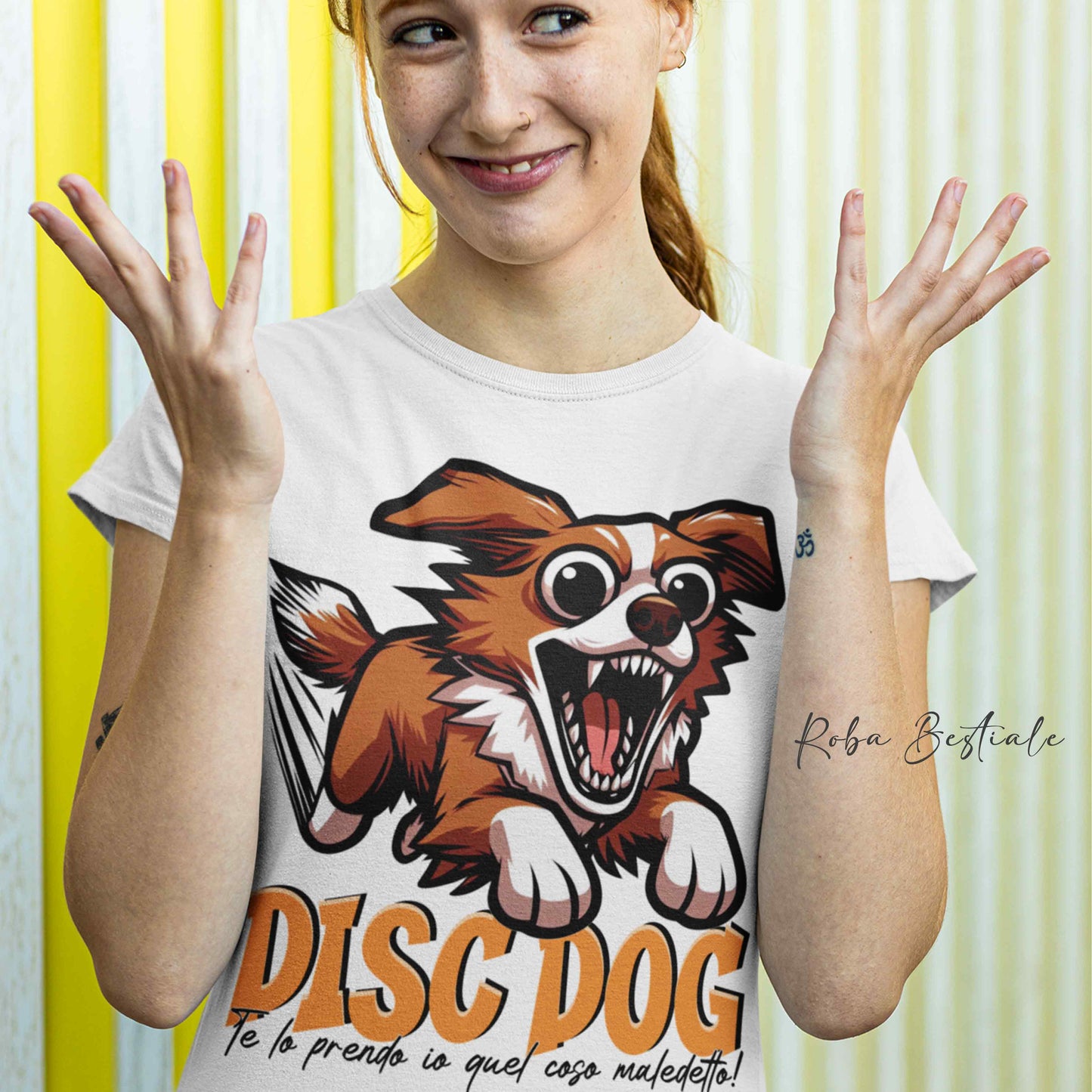 T-Shirt BONKERS - DISC DOG - NOVA SCOTIA DUCK TOLLING RETRIEVER - Uomo o Donna - dalla XS alla 5XL
