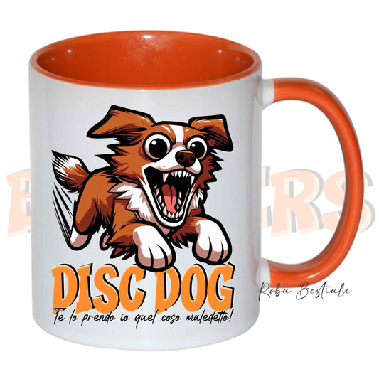 Tazza BONKERS - DISC DOG - NOVA SCOTIA DUCK TOLLING RETRIEVER - In Ceramica, con manico e interno colorato - 330 ml