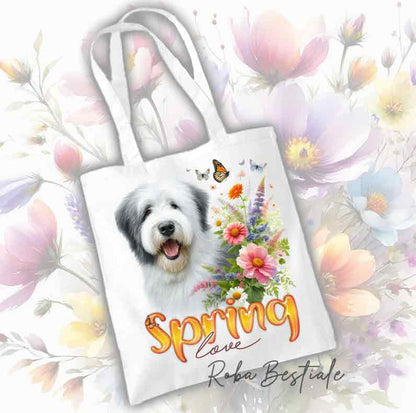 Tote Bag OLD ENGLISH SHEEPDOG - Collezione Spring Love