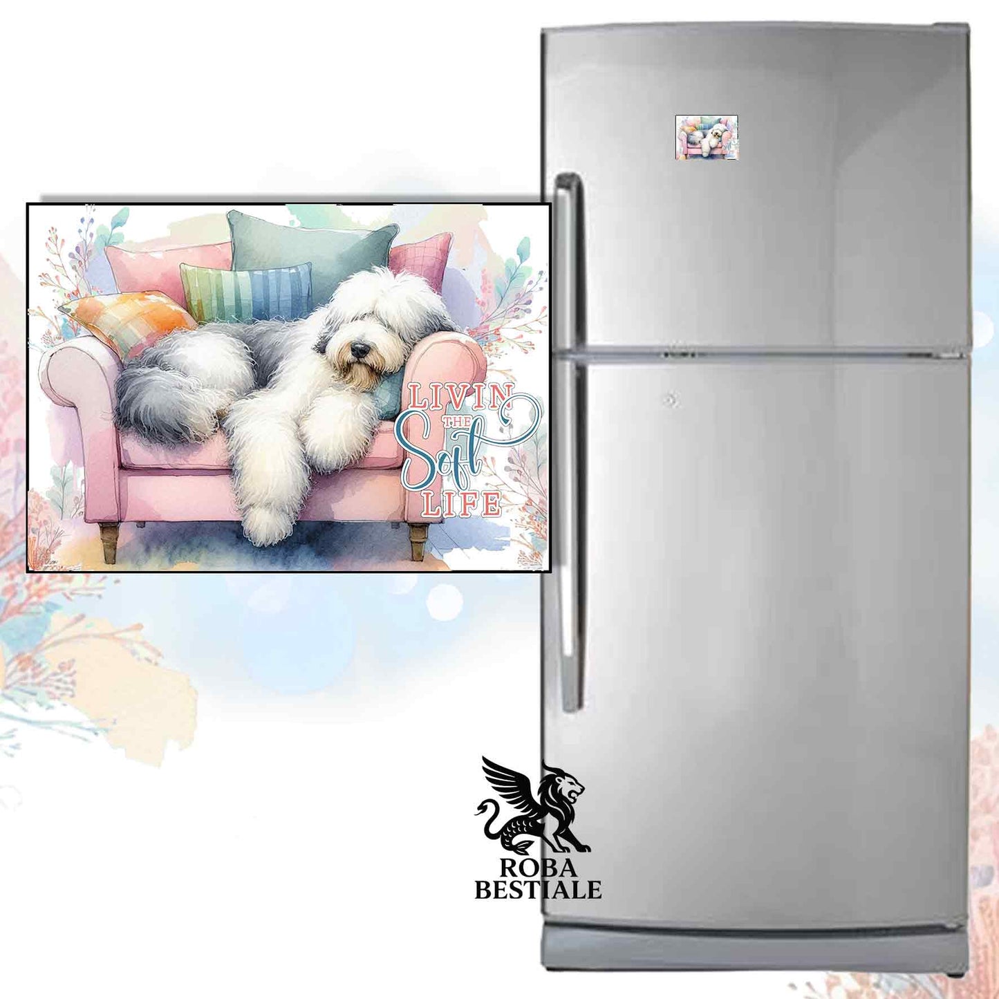 SOFT LIFE Magnet - OLD ENGLISH SHEEPDOG - in MDF - 7x5 cm