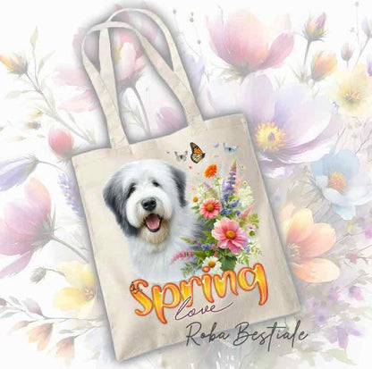 Tote Bag OLD ENGLISH SHEEPDOG - Collezione Spring Love
