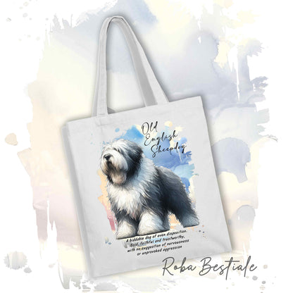 Shopper BEHAVIOR - OLD ENGLISH SHEEPDOG - Standard FCI - Diversi colori disponibili, 100% Cotone