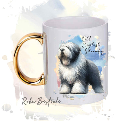 Tazza BEHAVIOR - OLD ENGLISH SHEEPDOG - Standard FCI - In Ceramica, con manico dorato - 330 ml